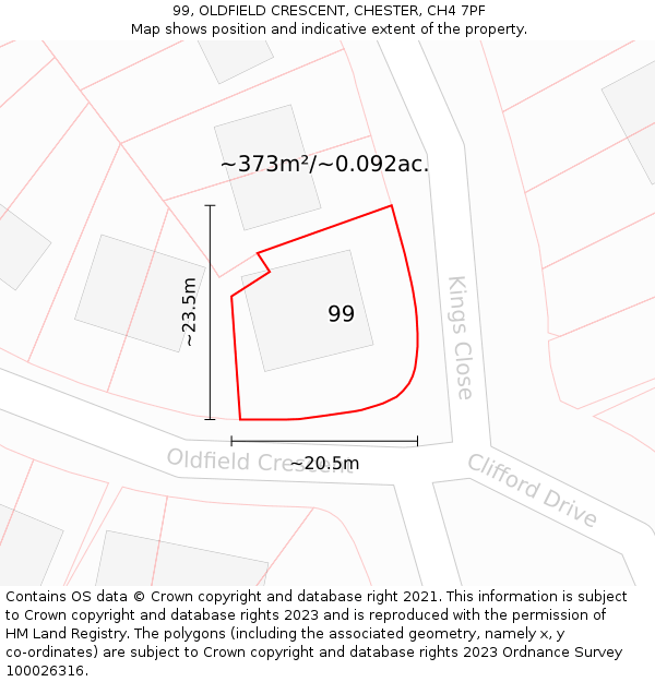99, OLDFIELD CRESCENT, CHESTER, CH4 7PF: Plot and title map