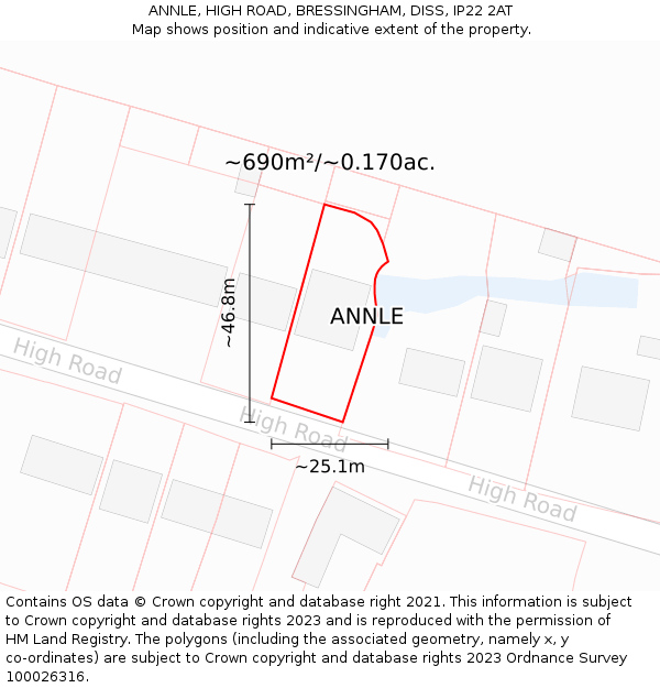 ANNLE, HIGH ROAD, BRESSINGHAM, DISS, IP22 2AT: Plot and title map