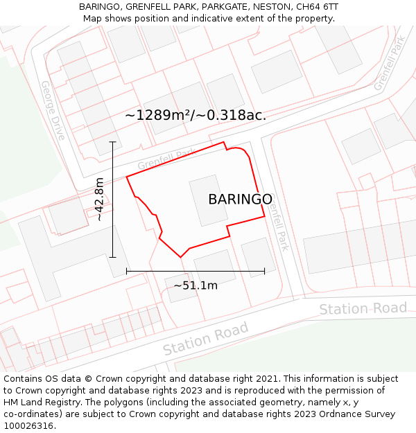 BARINGO, GRENFELL PARK, PARKGATE, NESTON, CH64 6TT: Plot and title map