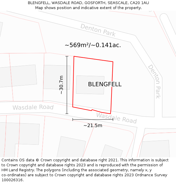 BLENGFELL, WASDALE ROAD, GOSFORTH, SEASCALE, CA20 1AU: Plot and title map