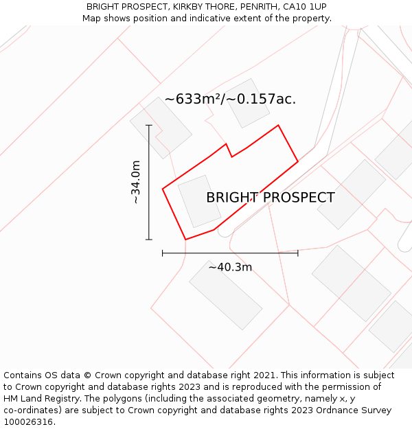 BRIGHT PROSPECT, KIRKBY THORE, PENRITH, CA10 1UP: Plot and title map
