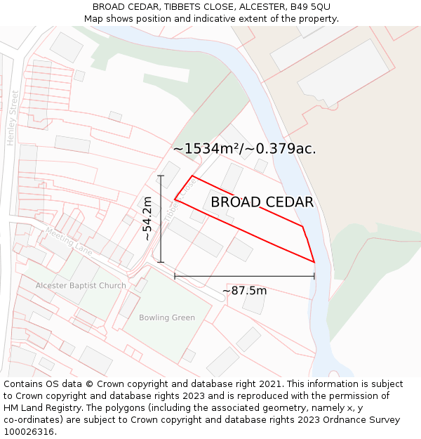 BROAD CEDAR, TIBBETS CLOSE, ALCESTER, B49 5QU: Plot and title map