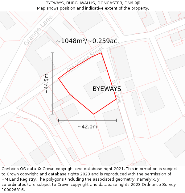 BYEWAYS, BURGHWALLIS, DONCASTER, DN6 9JP: Plot and title map