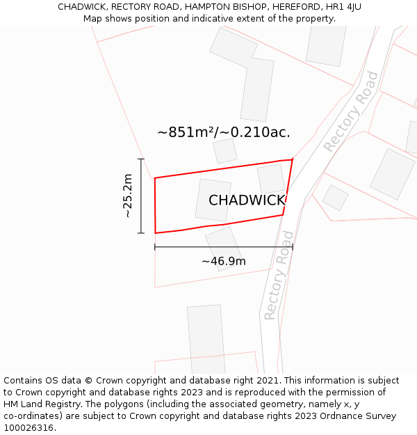 CHADWICK, RECTORY ROAD, HAMPTON BISHOP, HEREFORD, HR1 4JU: Plot and title map