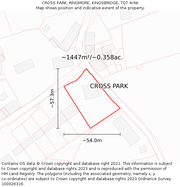 CROSS PARK, RINGMORE, KINGSBRIDGE, TQ7 4HW: Plot and title map