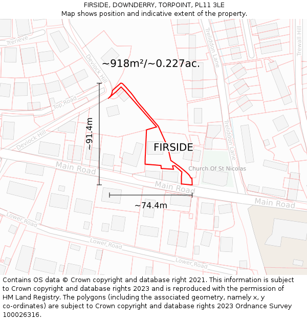 FIRSIDE, DOWNDERRY, TORPOINT, PL11 3LE: Plot and title map