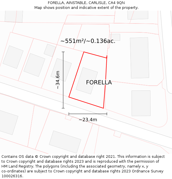 FORELLA, AINSTABLE, CARLISLE, CA4 9QN: Plot and title map