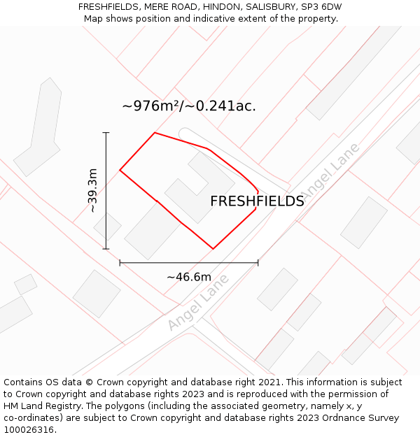 FRESHFIELDS, MERE ROAD, HINDON, SALISBURY, SP3 6DW: Plot and title map