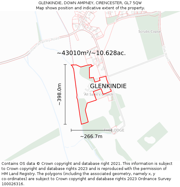 GLENKINDIE, DOWN AMPNEY, CIRENCESTER, GL7 5QW: Plot and title map