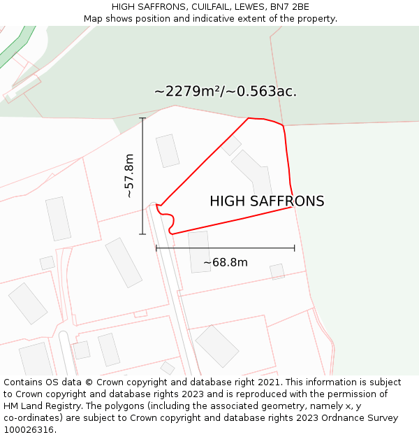 HIGH SAFFRONS, CUILFAIL, LEWES, BN7 2BE: Plot and title map