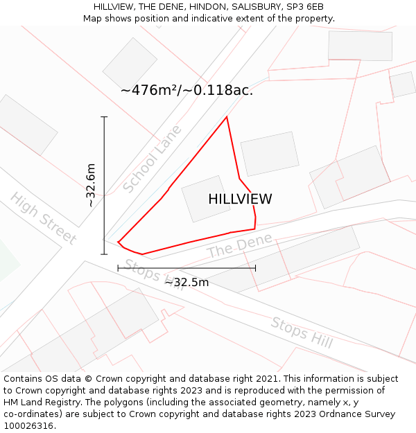 HILLVIEW, THE DENE, HINDON, SALISBURY, SP3 6EB: Plot and title map