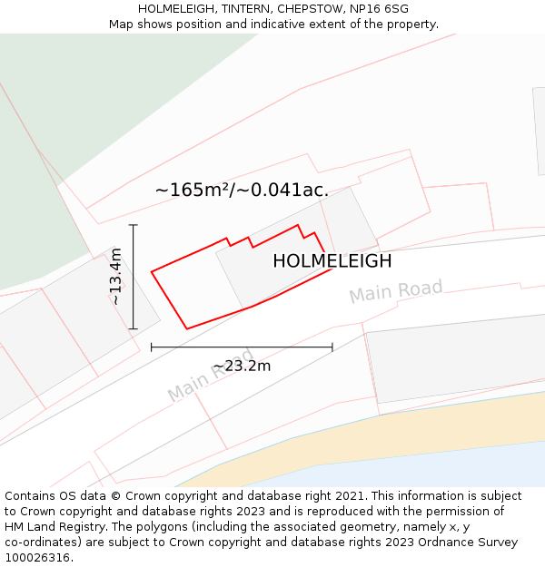 HOLMELEIGH, TINTERN, CHEPSTOW, NP16 6SG: Plot and title map