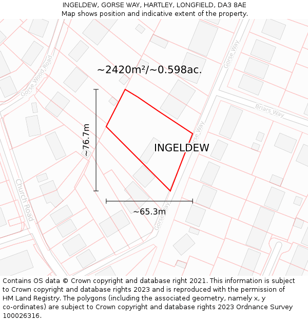 INGELDEW, GORSE WAY, HARTLEY, LONGFIELD, DA3 8AE: Plot and title map