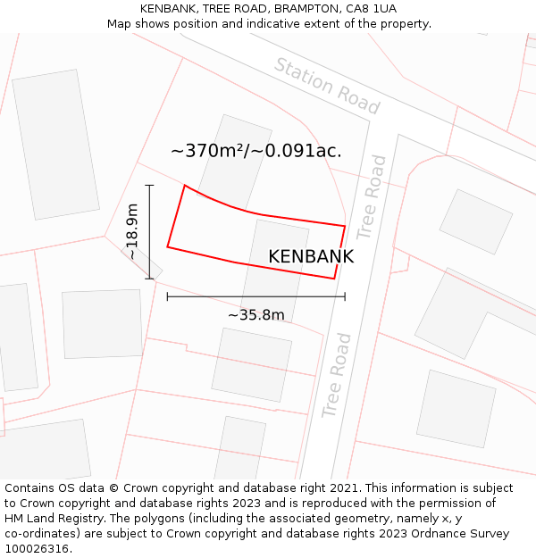 KENBANK, TREE ROAD, BRAMPTON, CA8 1UA: Plot and title map