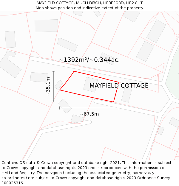 MAYFIELD COTTAGE, MUCH BIRCH, HEREFORD, HR2 8HT: Plot and title map