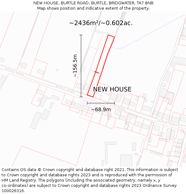 NEW HOUSE, BURTLE ROAD, BURTLE, BRIDGWATER, TA7 8NB: Plot and title map