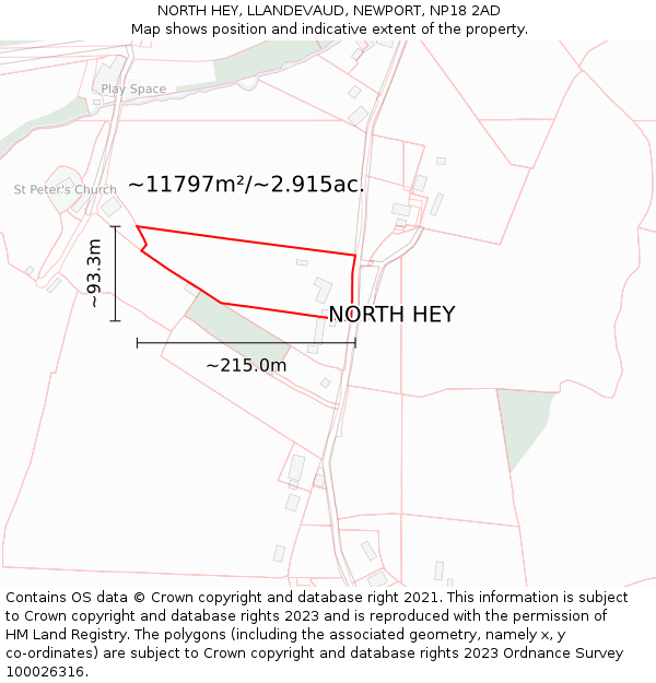 NORTH HEY, LLANDEVAUD, NEWPORT, NP18 2AD: Plot and title map