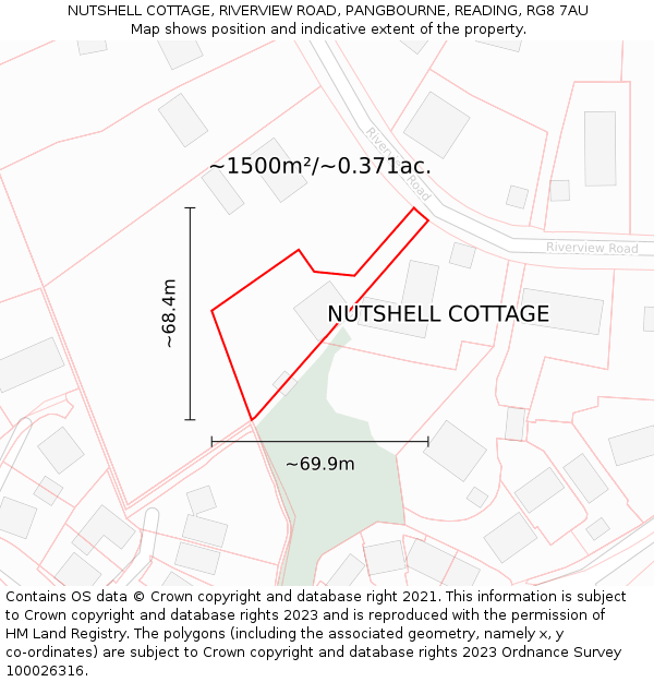 NUTSHELL COTTAGE, RIVERVIEW ROAD, PANGBOURNE, READING, RG8 7AU: Plot and title map