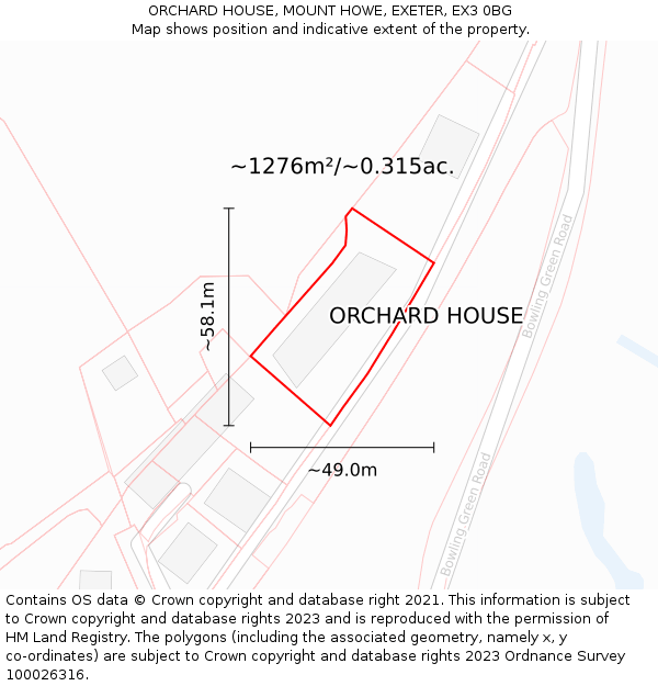 ORCHARD HOUSE, MOUNT HOWE, EXETER, EX3 0BG: Plot and title map