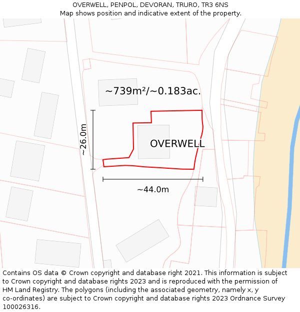 OVERWELL, PENPOL, DEVORAN, TRURO, TR3 6NS: Plot and title map