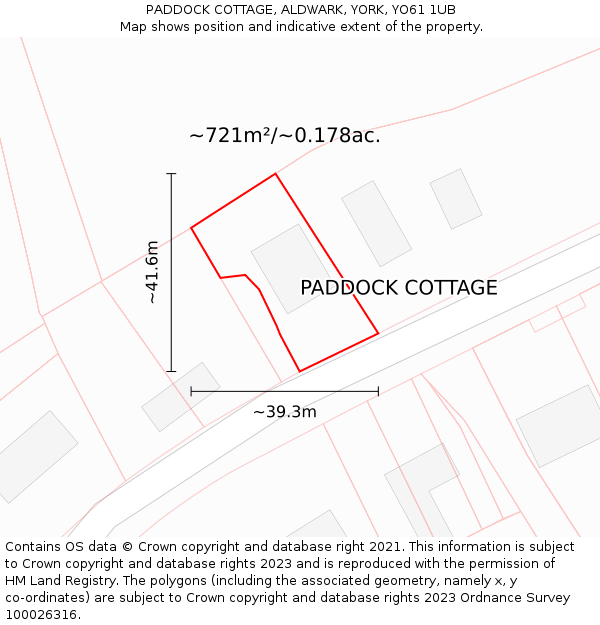 PADDOCK COTTAGE, ALDWARK, YORK, YO61 1UB: Plot and title map