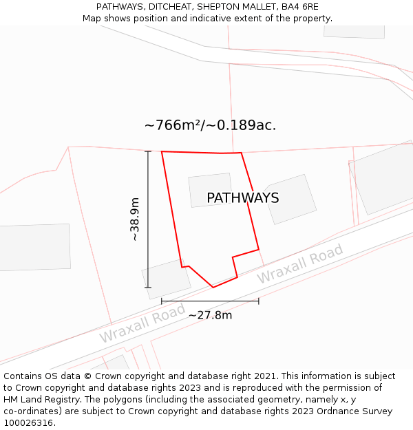 PATHWAYS, DITCHEAT, SHEPTON MALLET, BA4 6RE: Plot and title map