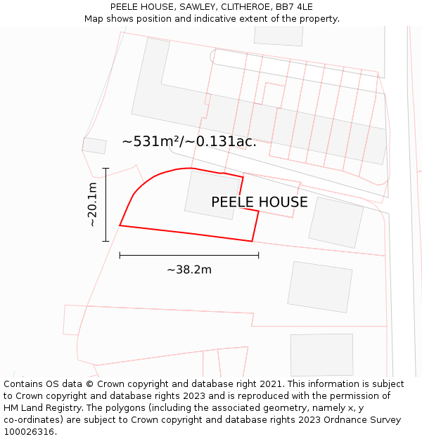 PEELE HOUSE, SAWLEY, CLITHEROE, BB7 4LE: Plot and title map