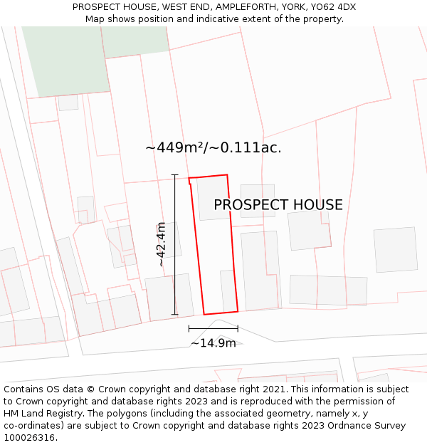 PROSPECT HOUSE, WEST END, AMPLEFORTH, YORK, YO62 4DX: Plot and title map