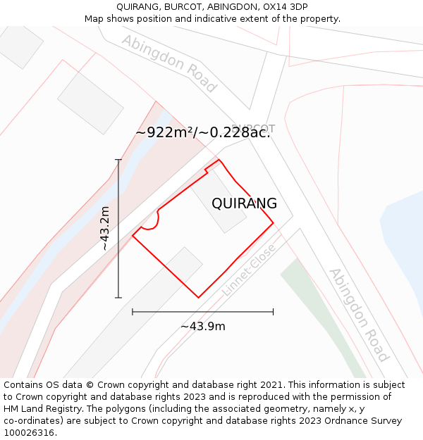 QUIRANG, BURCOT, ABINGDON, OX14 3DP: Plot and title map