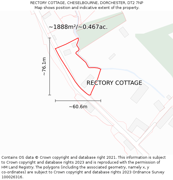 RECTORY COTTAGE, CHESELBOURNE, DORCHESTER, DT2 7NP: Plot and title map