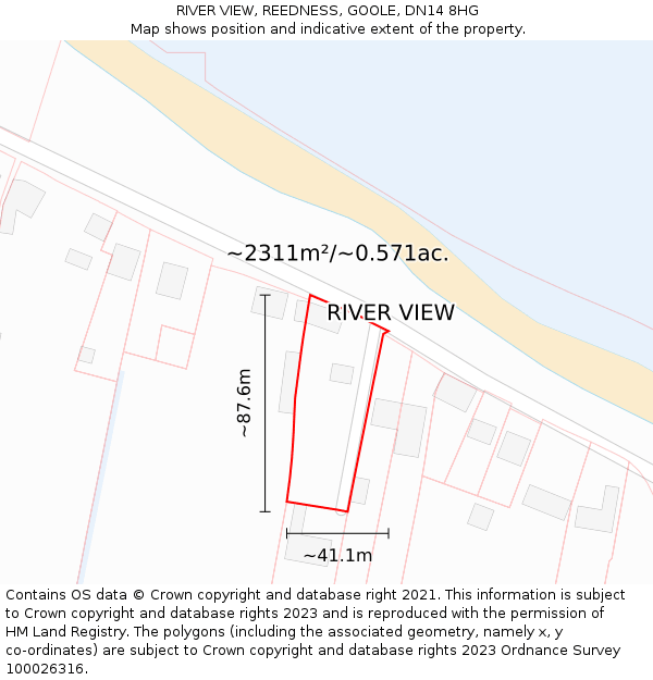 RIVER VIEW, REEDNESS, GOOLE, DN14 8HG: Plot and title map