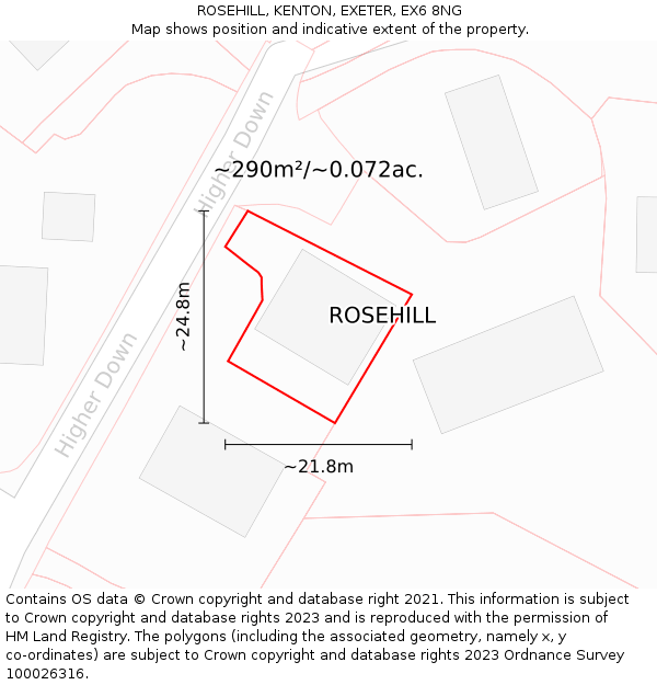 ROSEHILL, KENTON, EXETER, EX6 8NG: Plot and title map