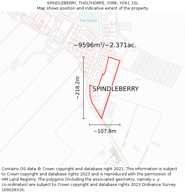 SPINDLEBERRY, THOLTHORPE, YORK, YO61 1SL: Plot and title map