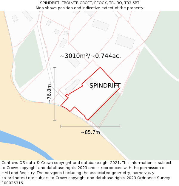 SPINDRIFT, TROLVER CROFT, FEOCK, TRURO, TR3 6RT: Plot and title map