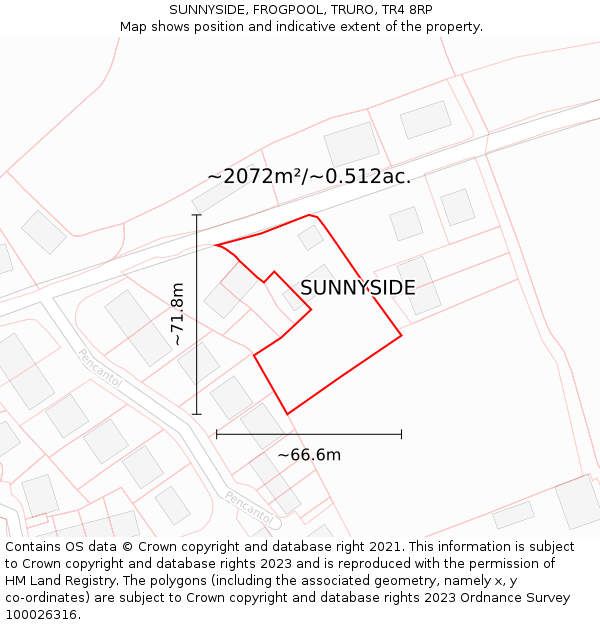SUNNYSIDE, FROGPOOL, TRURO, TR4 8RP: Plot and title map