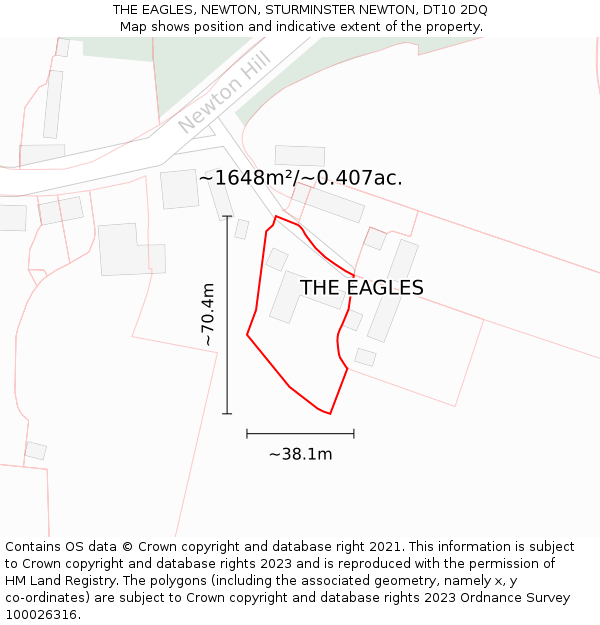 THE EAGLES, NEWTON, STURMINSTER NEWTON, DT10 2DQ: Plot and title map