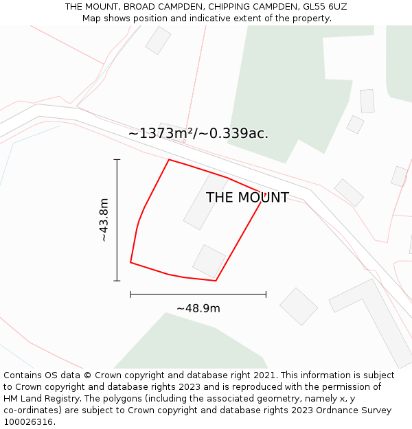 THE MOUNT, BROAD CAMPDEN, CHIPPING CAMPDEN, GL55 6UZ: Plot and title map