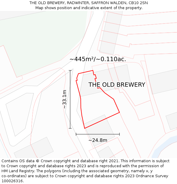 THE OLD BREWERY, RADWINTER, SAFFRON WALDEN, CB10 2SN: Plot and title map