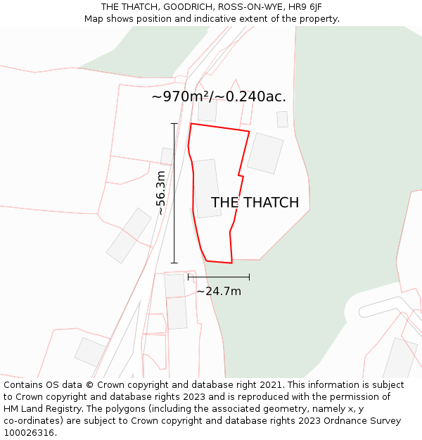 THE THATCH, GOODRICH, ROSS-ON-WYE, HR9 6JF: Plot and title map