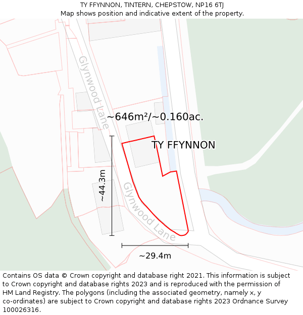 TY FFYNNON, TINTERN, CHEPSTOW, NP16 6TJ: Plot and title map