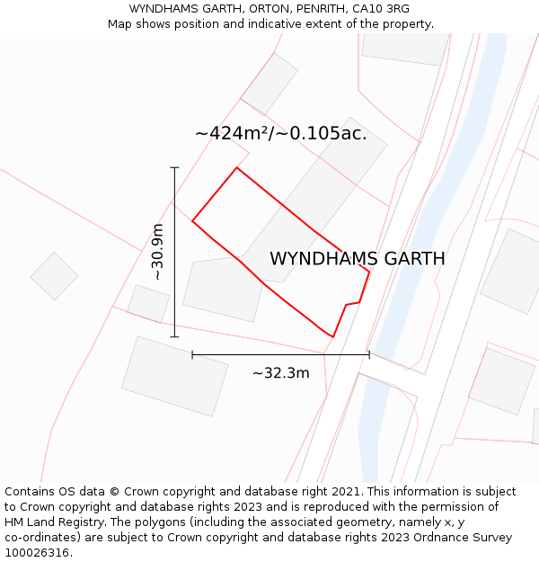 WYNDHAMS GARTH, ORTON, PENRITH, CA10 3RG: Plot and title map