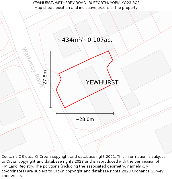 YEWHURST, WETHERBY ROAD, RUFFORTH, YORK, YO23 3QF: Plot and title map