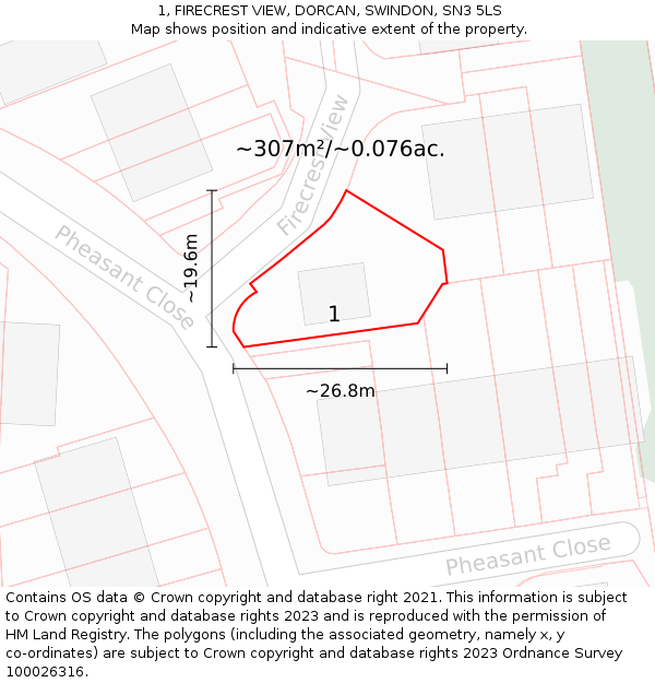 1, FIRECREST VIEW, DORCAN, SWINDON, SN3 5LS: Plot and title map