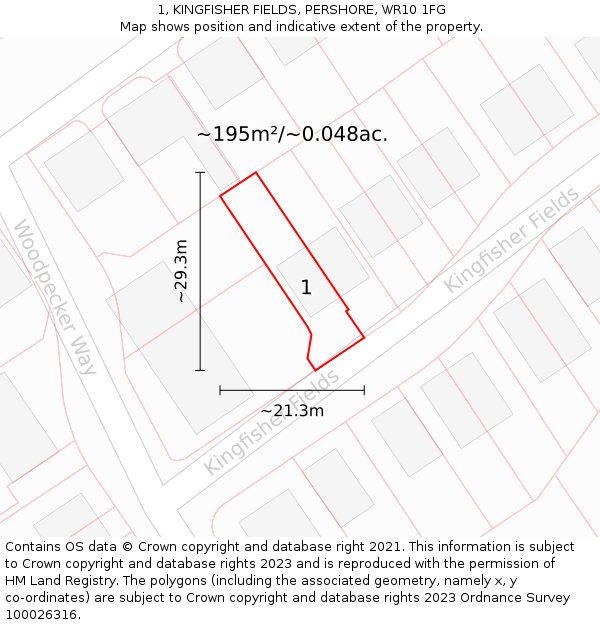 1, KINGFISHER FIELDS, PERSHORE, WR10 1FG: Plot and title map