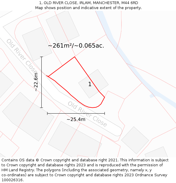 1, OLD RIVER CLOSE, IRLAM, MANCHESTER, M44 6RD: Plot and title map