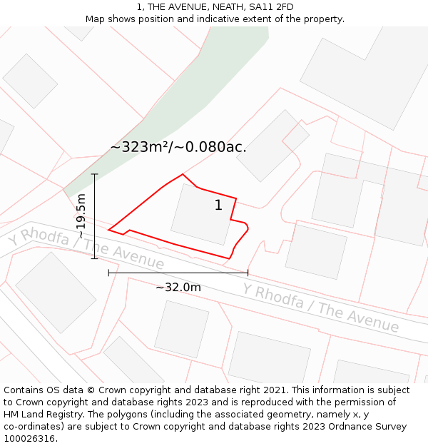 1, THE AVENUE, NEATH, SA11 2FD: Plot and title map