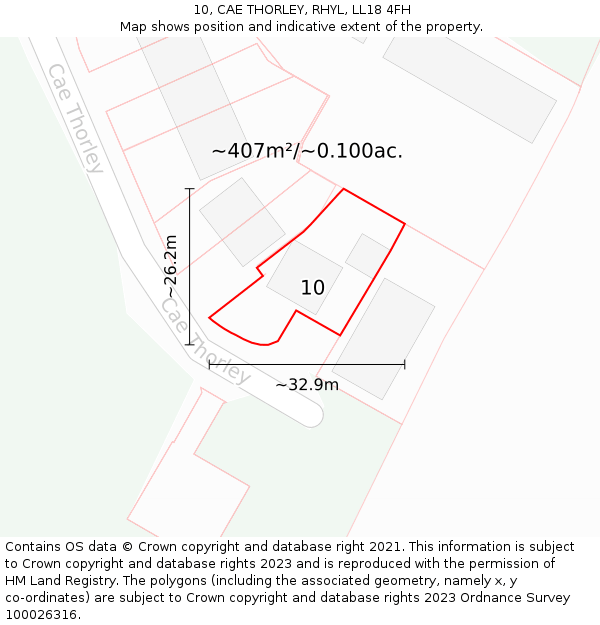 10, CAE THORLEY, RHYL, LL18 4FH: Plot and title map