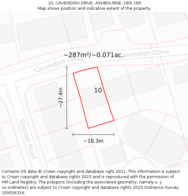 10, CAVENDISH DRIVE, ASHBOURNE, DE6 1SR: Plot and title map