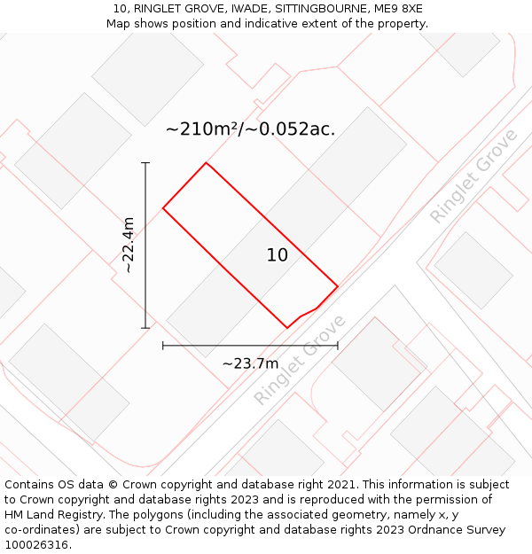 10, RINGLET GROVE, IWADE, SITTINGBOURNE, ME9 8XE: Plot and title map