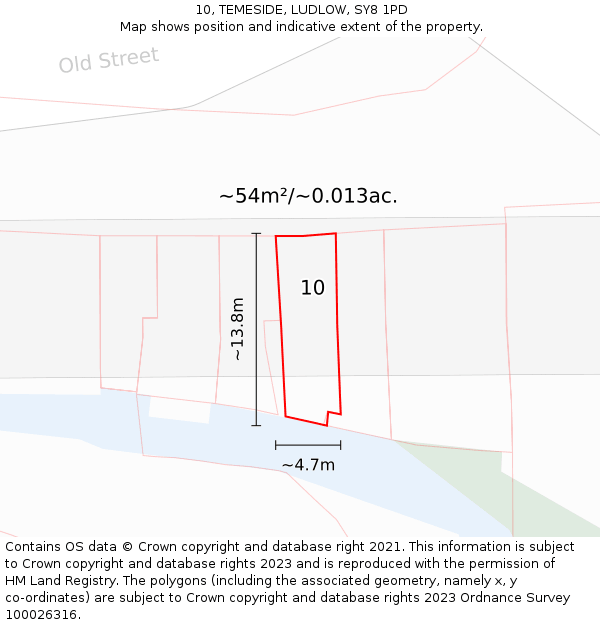 10, TEMESIDE, LUDLOW, SY8 1PD: Plot and title map